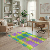 Vibrant Multi-Color Plaid Checkered Area Rug