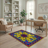 Multi-color and Patterns Vibrant Yellow Persian Medallion Area Rug