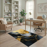 Abstract Gold Flow Area Rug