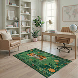 Cute Tiger Cub Jungle Greens Area Rug