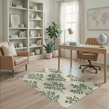 Elegant Green Botanical Leaf Area Rug