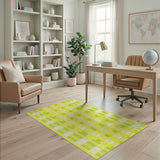 Sunny Yellow Daisy Checkered Area Rug