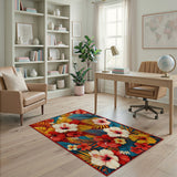 Vibrant Hibiscus Floral Area Rug