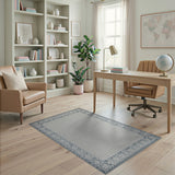 Grey Geometric Modern Grey Geometric Border Area Rug
