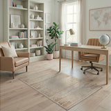 Beige and Neutral Beige Tribal Geometric Area Rug