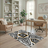 Bold Geometric Black Gold Area Rug