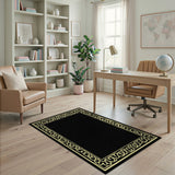 Traditional Persian Ornate Gold Border Black Area Rug