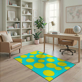 Playful Yellow Circles Teal Area Rug