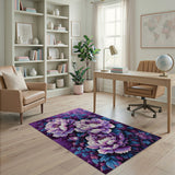 Purple Peony Blooms Area Rug