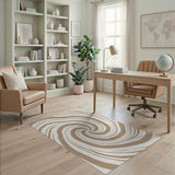 Hypnotic Beige Swirl Area Rug
