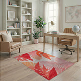 Vibrant Monstera Leaf Area Rug in Pink Red