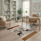 Brown Tan Tribal Deer Silhouette Rug