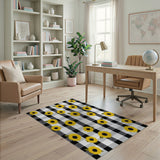Sunflower Black White Gingham Area Rug