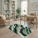 Abstract Green Brushstroke Area Rug