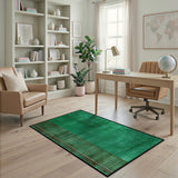 Green Geometric Plaid and Speckle Area Rug