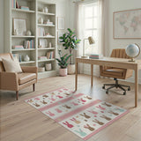 Playful Pink Bunny Kids Area Rug