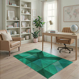 Emerald Green Geometric Triangle Area Rug