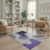 Purple Abstract Geometric Area Rug