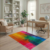 Vibrant Multi-Color Abstract Stripe Area Rug