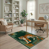 Orange Tiger in Lush Green Jungle Rug