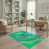 Abstract Area Vibrant Green Wave Abstract Area Rug