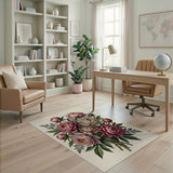 Vintage Pink Peony Bouquet Area Rug