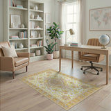 Gold Medallion Ivory Persian Area Rug