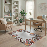 Vibrant Multi-Color Feather Leaf Frame Rug