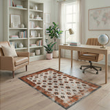 Distressed Orange Star Area Rug