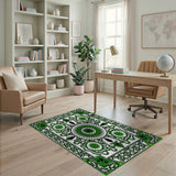 Green Ornate Emerald Green Persian Medallion Rug