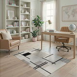 ODIKA Washable Abstract Geometric Area Rug - Low Pile Non-Slip Mid-Century Modern Rug