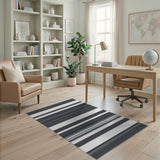 Bold Black White Striped Geometric No. 2 Area Rug