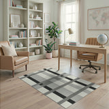 Modern Black White Plaid Geometric Modern Area Rug