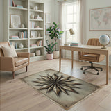 Vintage Distressed Grey Starburst Area Rug