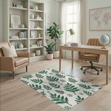 Green Fern Snowflake Pattern Area Rug