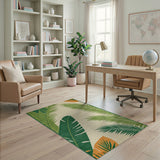 Coastal Green Palm Frond Area Rug