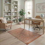 Orange Terracotta Lattice Geometric Area Rug