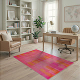 Vibrant Pink Orange Geometric Woven Area Rug