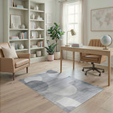 Grey Overlapping Circles Geometric Area Rug