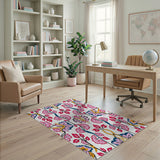 Vibrant Pink Floral Multi-Color Area Rug