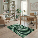 Swirling Green Abstract Green Area Rug