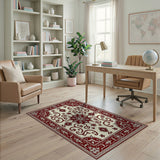 Red Red Ivory Traditional Persian Area Rug
