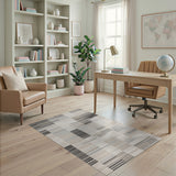 Grey Modern Geometric Block Stripe Area Rug