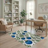 Whimsical Blue Pumpkin Leaf Area Rug