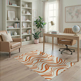 Vibrant Orange Wavy Stripe Area Rug