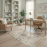 Distressed Beige Medallion Area Rug
