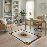 Ornate Golden Sunburst Medallion Rug