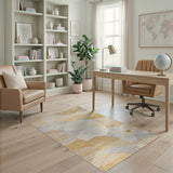 Beige and Neutral Abstract Overlapping Circles Beige Area Rug