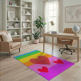 Rainbow Pixel Heart Area Rug