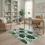 Boho Chic Leaf Lush Monstera Leaf Green Area Rug